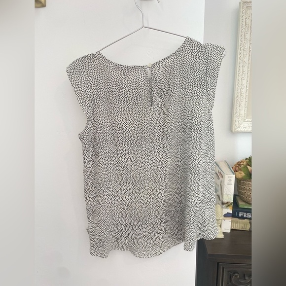 Loft white patterned lightweight blouse perfect for work NWOT small - Picture 2 of 7